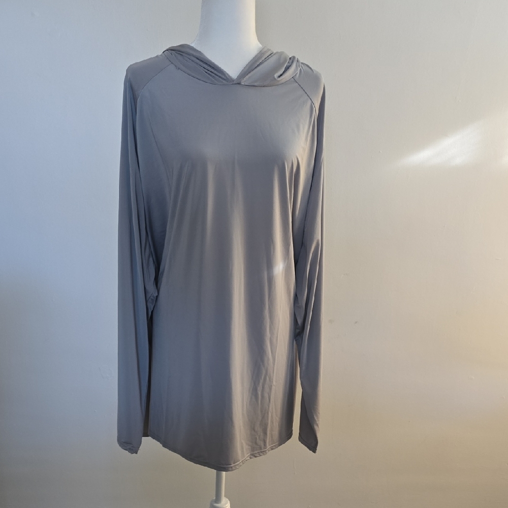 New Gray Polyester-Spandex Blend Hoodie